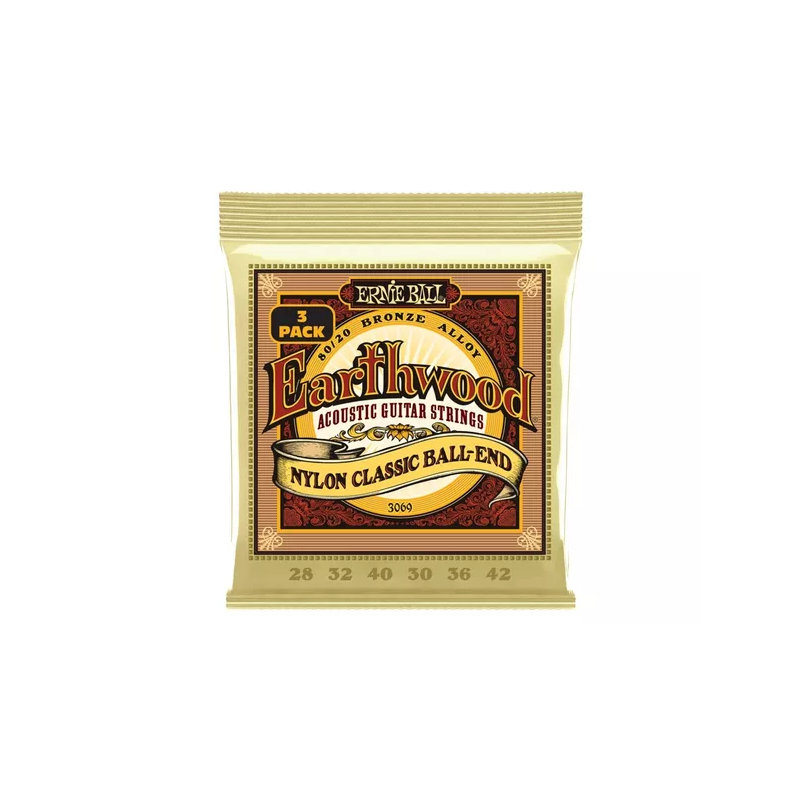 ERNIE BALL 3069 Erthwood Folk Nylon, 3Pkg  - 28 - 42