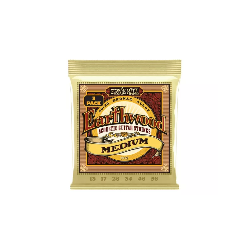 ERNIE BALL 3002 Erthwood Medium 8020 Bronze 3Pkg -  13 - 56