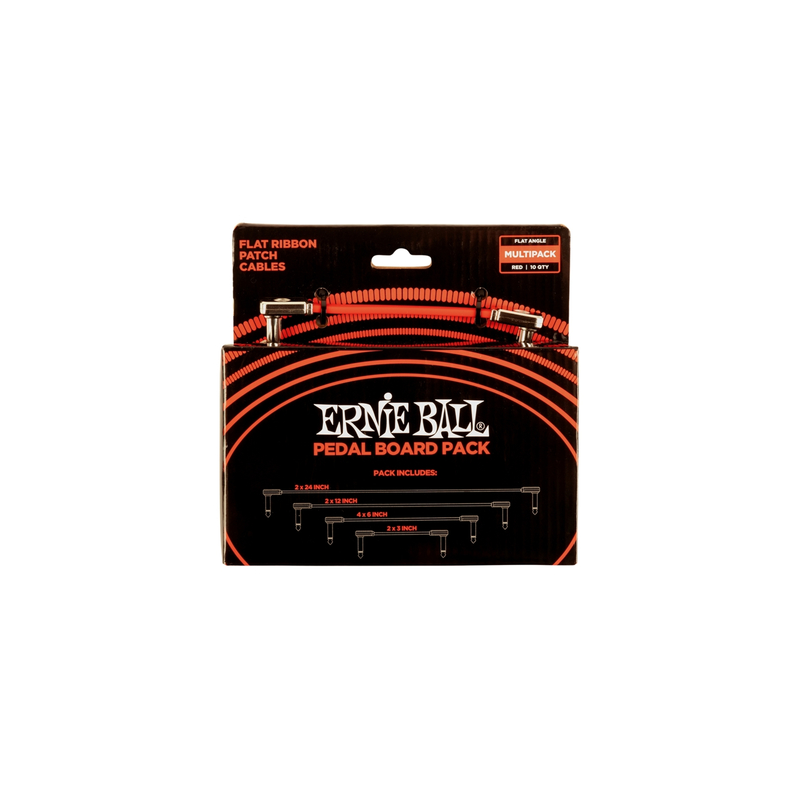 ERNIE BALL 6404 Flat Ribbon Patch Cables Red Multi-pack