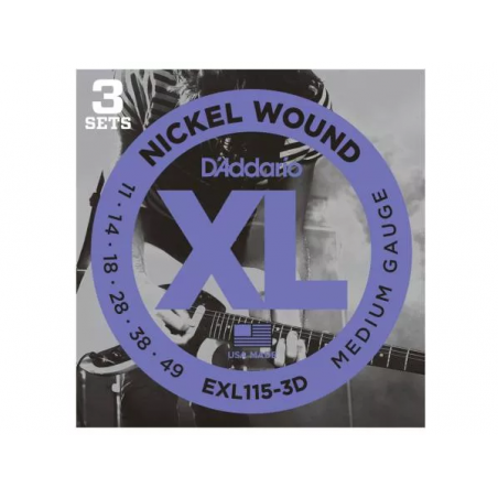 D'ADDARIO EXL115-3D PACK 3 MUTE NICKEL MEDIUM 11/49