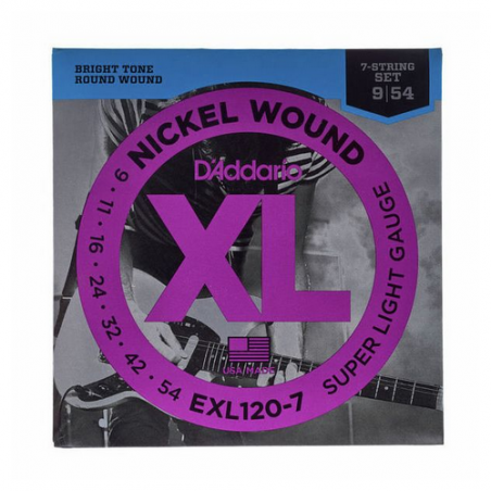D'ADDARIO EXL120-7 NICKEL WOUND 7 STRINGS SUPER LIGHT 09/52