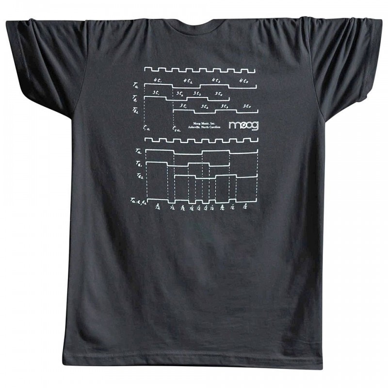 Maglietta Moog nera con logo e diagrammi