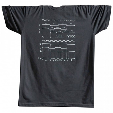 Maglietta Moog nera con logo e diagrammi