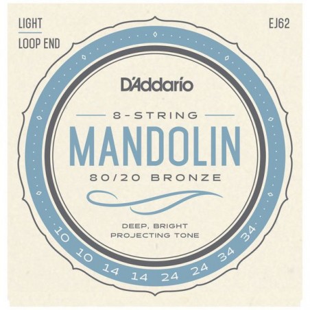 D'ADDARIO EJ62 BRONZE 80/20 MANDOLIN 10-34 LOOP END