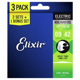 ELIXIR 16550 3 PACK: OPTIWEB 19002 MUTA CORDE ELETTRICA LIGHT - 9-42