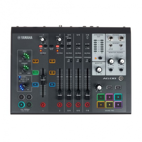 YAMAHA AG08 MIXER LIVE STREAMING - USB AUDIO INTERFACE - BLACK