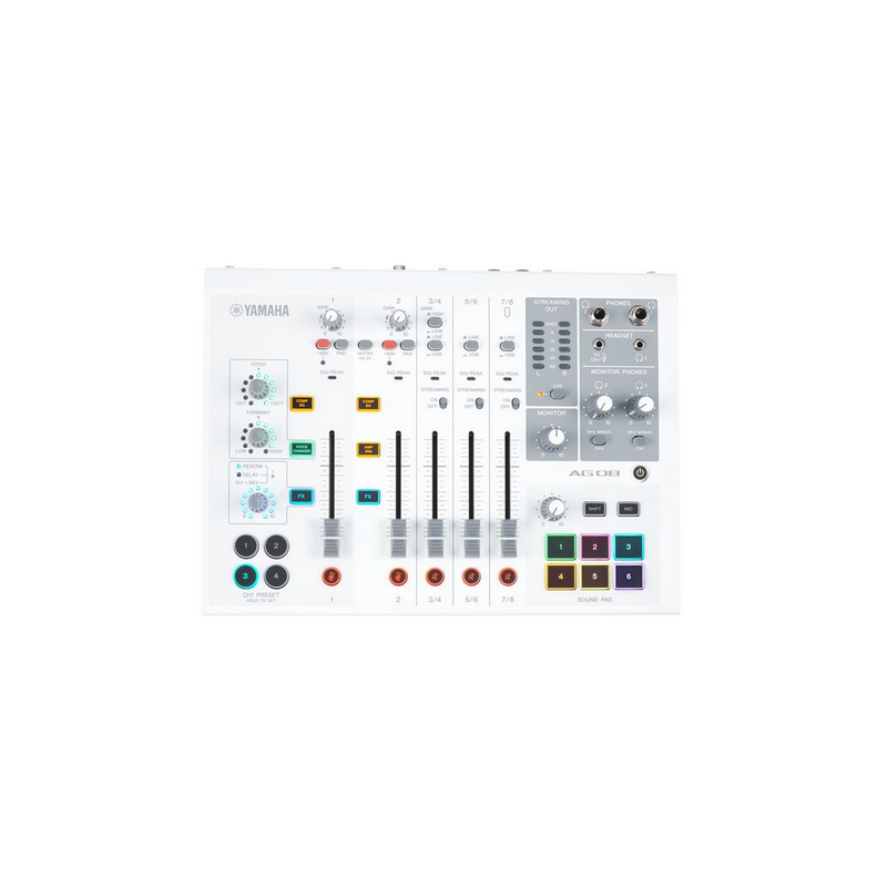 YAMAHA AG08 MIXER LIVE STREAMING - USB AUDIO INTERFACE - WHITE