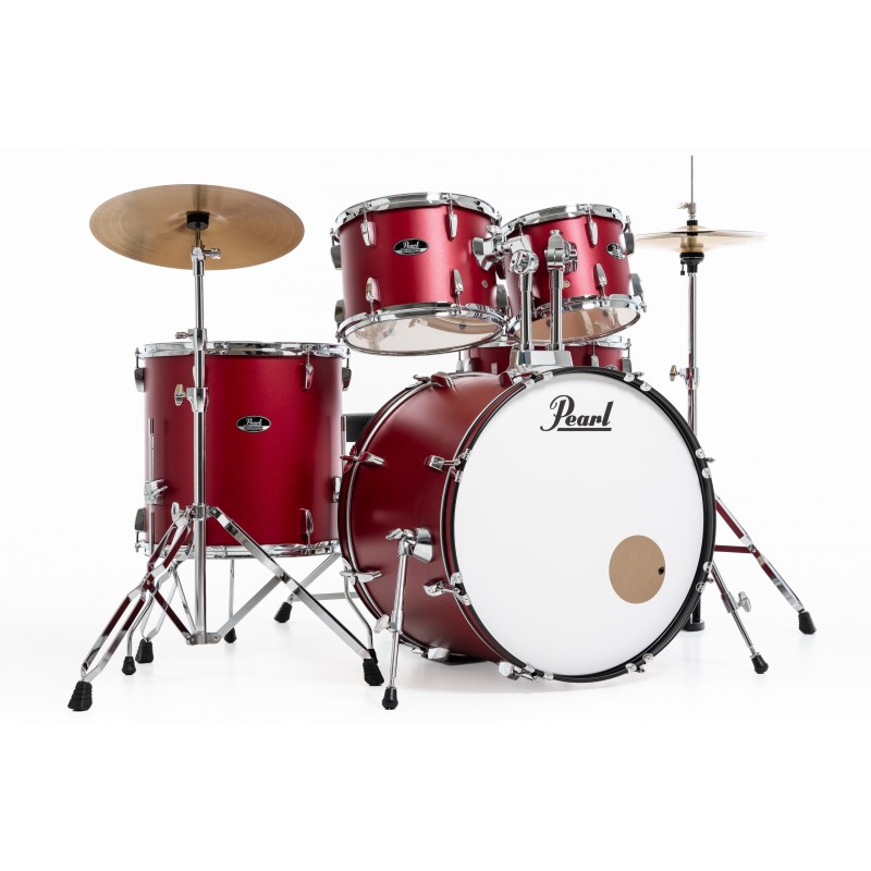 PEARL batteria ROADSHOW 5pz completa di hardware e piatti Sabian,  colore MATTE RED 747