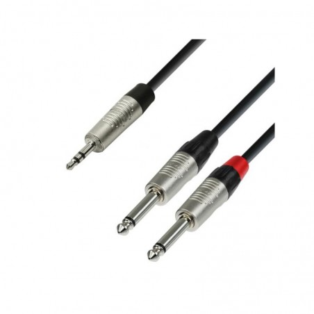 ADAM HALL K4YWPP0090 CAVO AUDIO REAN JACK STEREO DA 3,5 MM / 2 X JACK MONO DA 6,3 MM 0,9 M