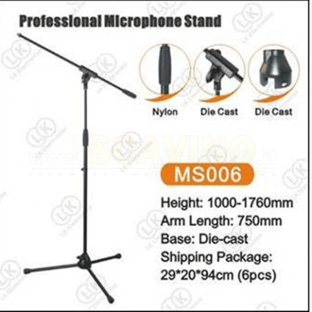 MPGEAR MS006 ASTA MICROFONO A GIRAFFA BK