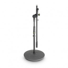 GRAVITY MS2222B ASTA MICROFONICA CORTA CON BASE TONDA E PORTAMICROFONO ESTRAIBILE A 2 PUNTI