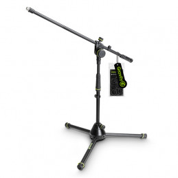 GRAVITY MS4221B ASTA MICROFONICA CORTA CON TREPPIEDE CON BASE RIPIEGABILE E PORTAMICROFONO A 2 PUNTI