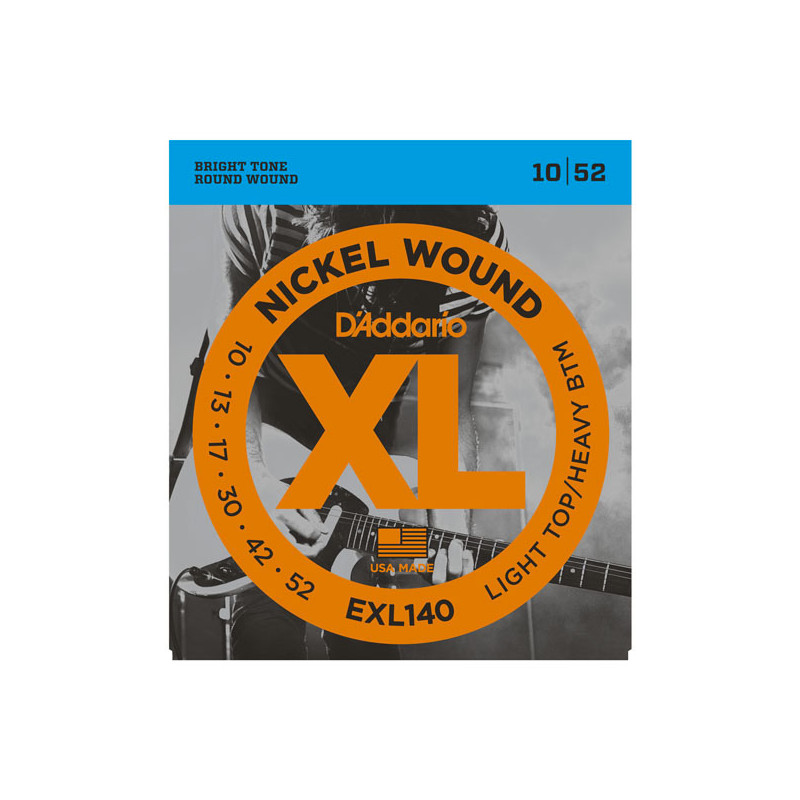 D'ADDARIO EXL140 NICKEL WOUND LIGHT TOP/HEAVY BOTTOM 10-52