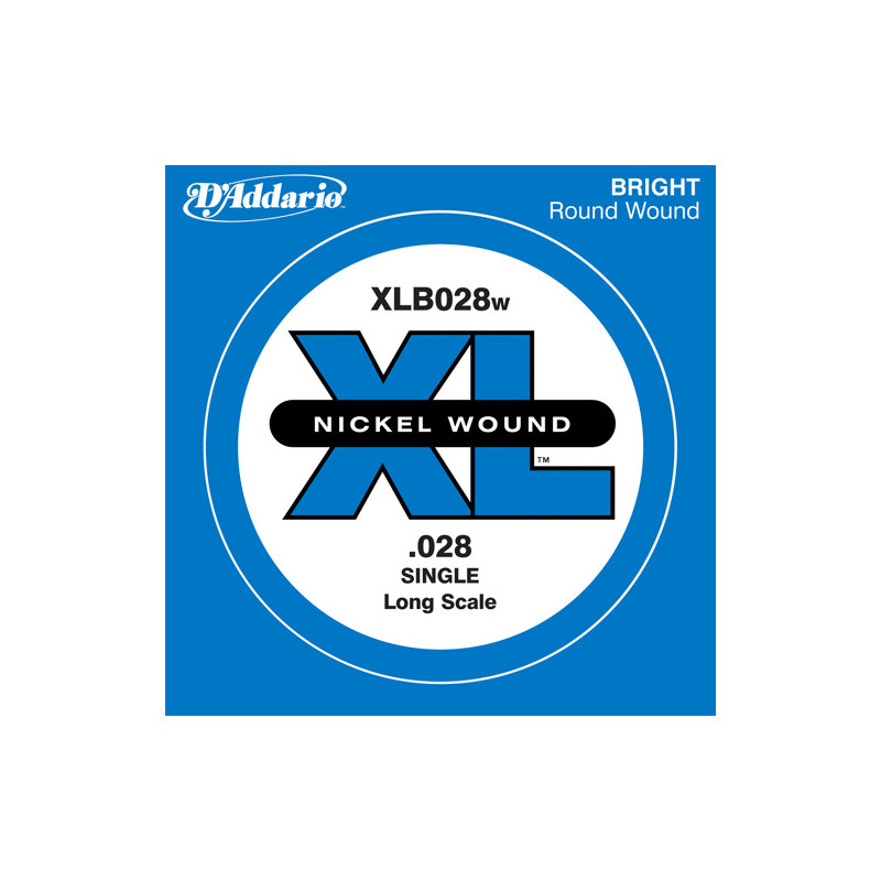D'ADDARIO XLB028W NICKEL WOUND BASS STRING 028