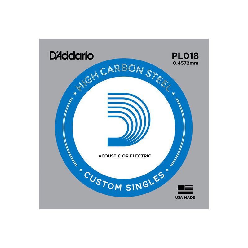 D'ADDARIO PL018 PLAIN STEEL SINGLES .018