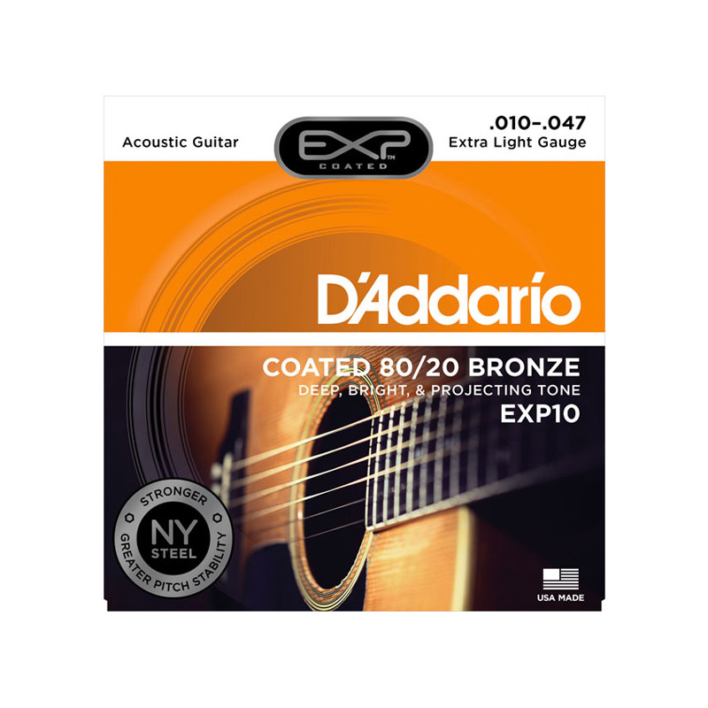 D'ADDARIO EXP10 COATED 80-20 BRONZE EXTRA LIGHT 10-47