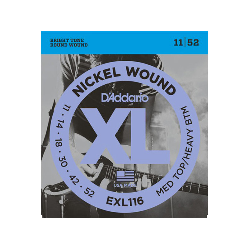D'ADDARIO EXL116 NICKEL WOUND MEDIUM TOP HEAVY BOTTOM 11-52