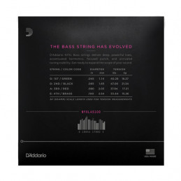 D'ADDARIO NYXL45100 ELECTRIC BASS STRING SET LONG SCALE REGULAR LIGHT 45-100