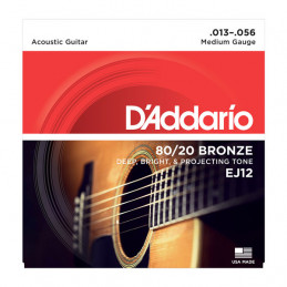 D'ADDARIO EJ12 80-12 BRONZE ACOUSTIC GUITAR STRINGS MEDIUM 13-56