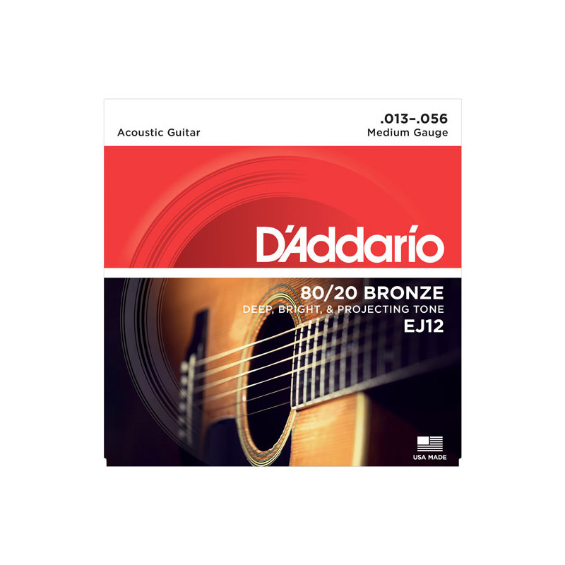 D'ADDARIO EJ12 80-12 BRONZE ACOUSTIC GUITAR STRINGS MEDIUM 13-56