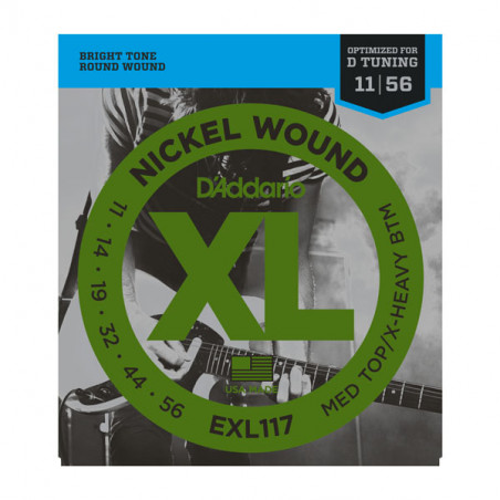 D'ADDARIO EXL117 NICKEL WOUND MEDIUM TOP/EXTRA-HEAVY BOTTOM 11/56