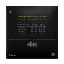 D'ADDARIO NYXL45105 ELECTRIC BASS STRING SET LONG SCALE LIGHT TOP / MED BOTTOM 45-105