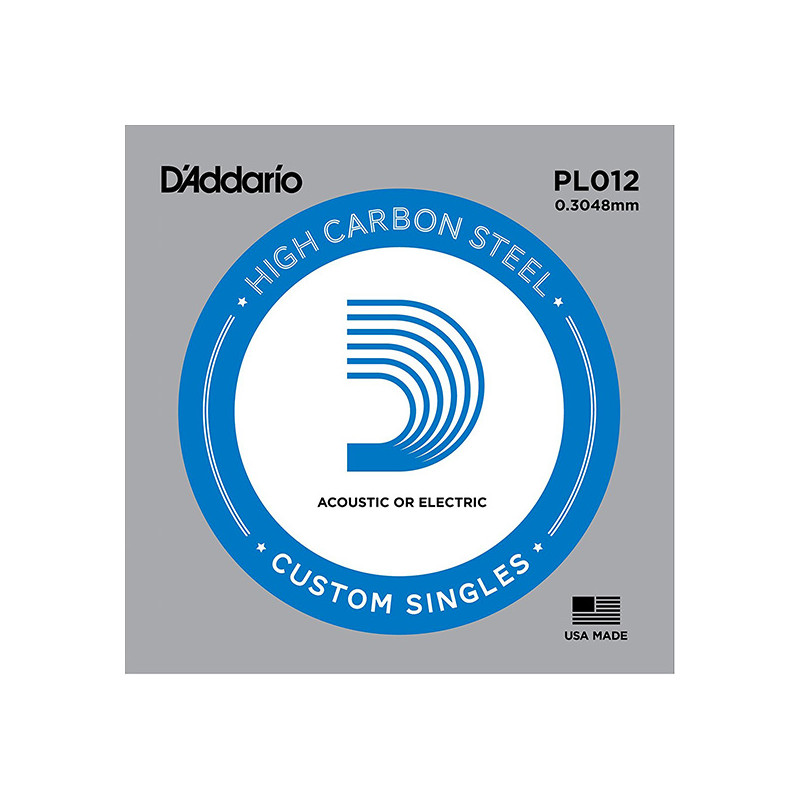 D'ADDARIO PL012 PLAIN STEEL SINGLES .012