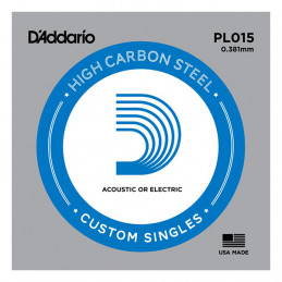 D'ADDARIO PL015 PLAIN STEEL SINGLES .015