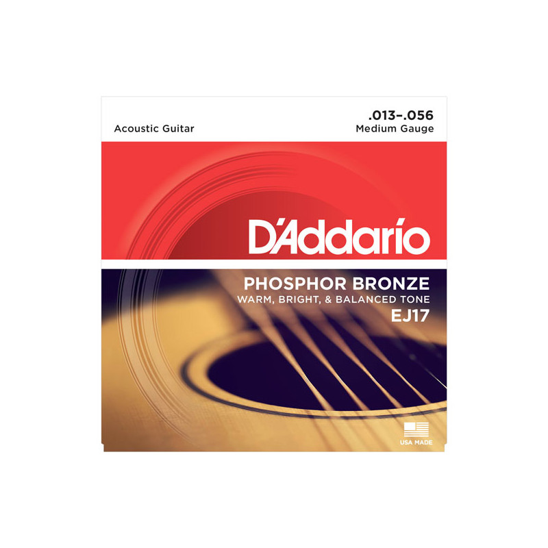 D'ADDARIO EJ17  BRONZE ACOUSTIC GUITAR STRINGS MEDIUM 13-56