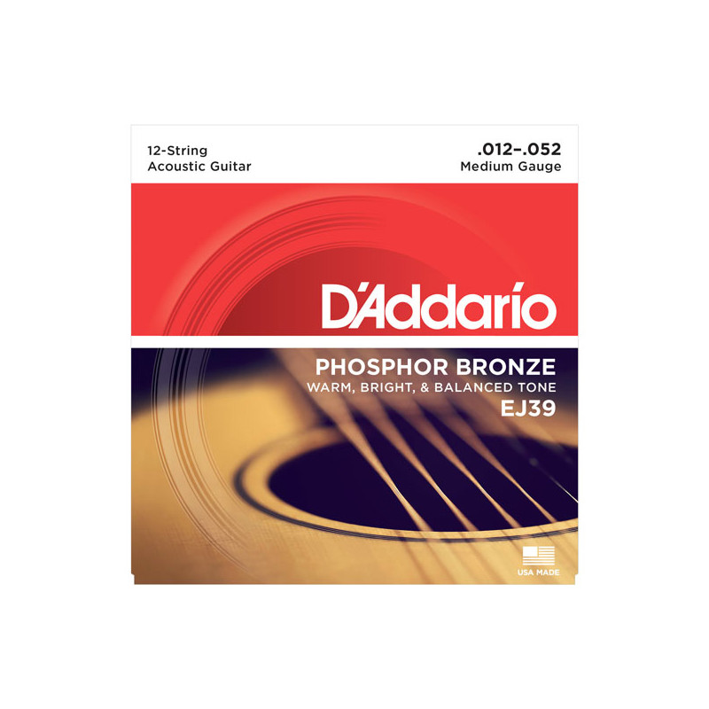 D'ADDARIO EJ39 12-STRING PHOSPHOR BRONZE MEDIUM 12-52