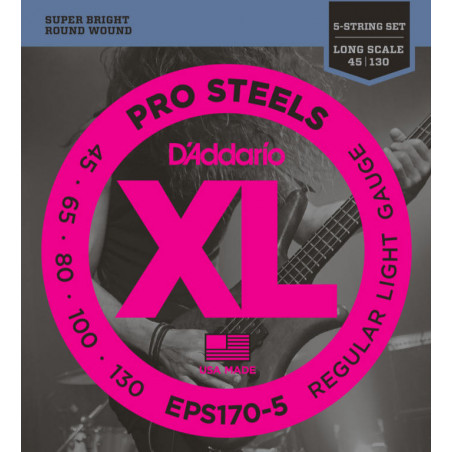 D'ADDARIO EPS170-5 BASS STRINGS 45-130