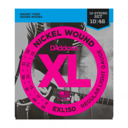 D'ADDARIO EXL150 NICKEL WOUND 12-STRING REGULAR LIGHT 10-46
