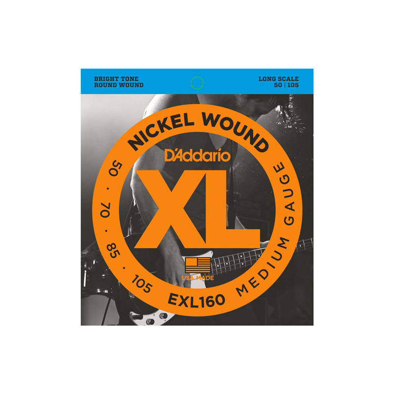 D'ADDARIO EXL160 NICKEL WOUND BASS MEDIUM 50-105 LONG SCALE