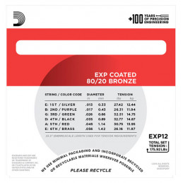 D'ADDARIO EXP12 COATED 80-20 BRONZE MEDIUM 13-56