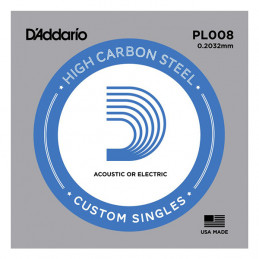 D'ADDARIO PL008 PLAIN STEEL SINGLES .008