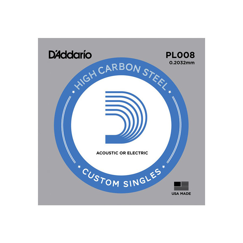 D'ADDARIO PL008 PLAIN STEEL SINGLES .008