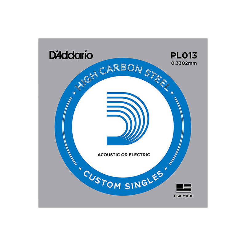 D'ADDARIO PL013 PLAIN STEEL SINGLES .013