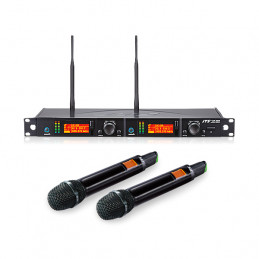 JTS UHF SISTEMA WIRELESS RICEVITORE DOPPIO CANALE UF20R + 2 MICROFONI TRASMETTITORI JSS20
