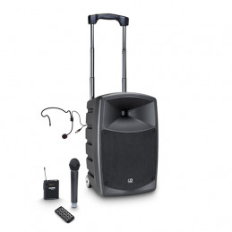 LD SYSTEMS ROADBUDDY 10HBH2B5 BATTERY-POWERED BLUETOOTH SPEAKER WITH MIXER, WIRELESS MICROPHONE AND HEADSET