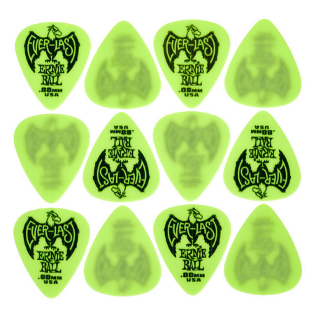 ERNIE BALL 9191 PACK 12 Plettri Everlast Green 0.88mm
