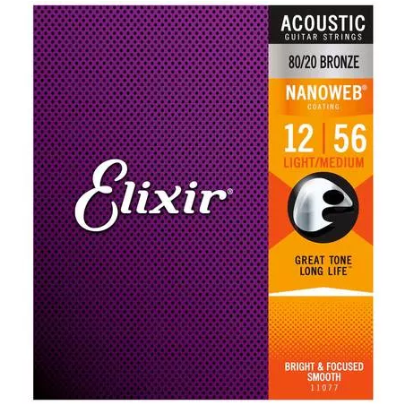 ELIXIR 11077 NANOWEB 12/56 BRONZE LIGHT MEDIUM ACOUSTIC