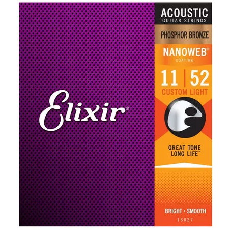 ELIXIR 16027 NANOWEB PHOSPORE BRONZE 11/52 CUSTOM LIGHT