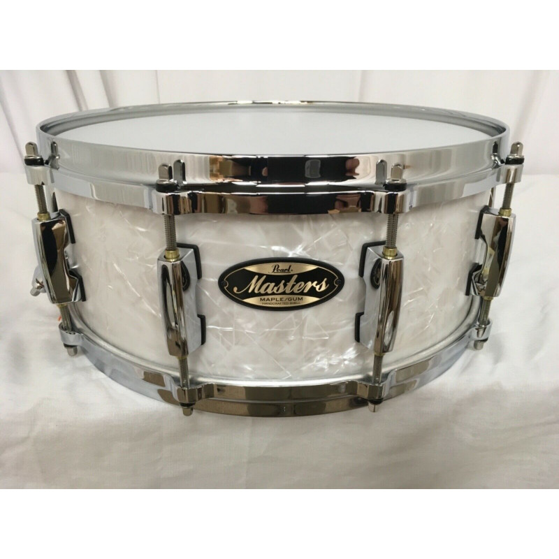 Pearl Masters Maple Gum 14 X 5.5 SNARE DRUM Matte White Marine Pearl 422