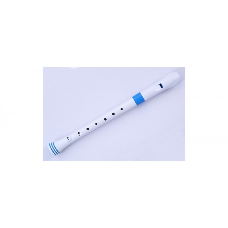 RECORDER WHITE/BLUE WITH TRANSVINYL CASE  GERMAN FING.