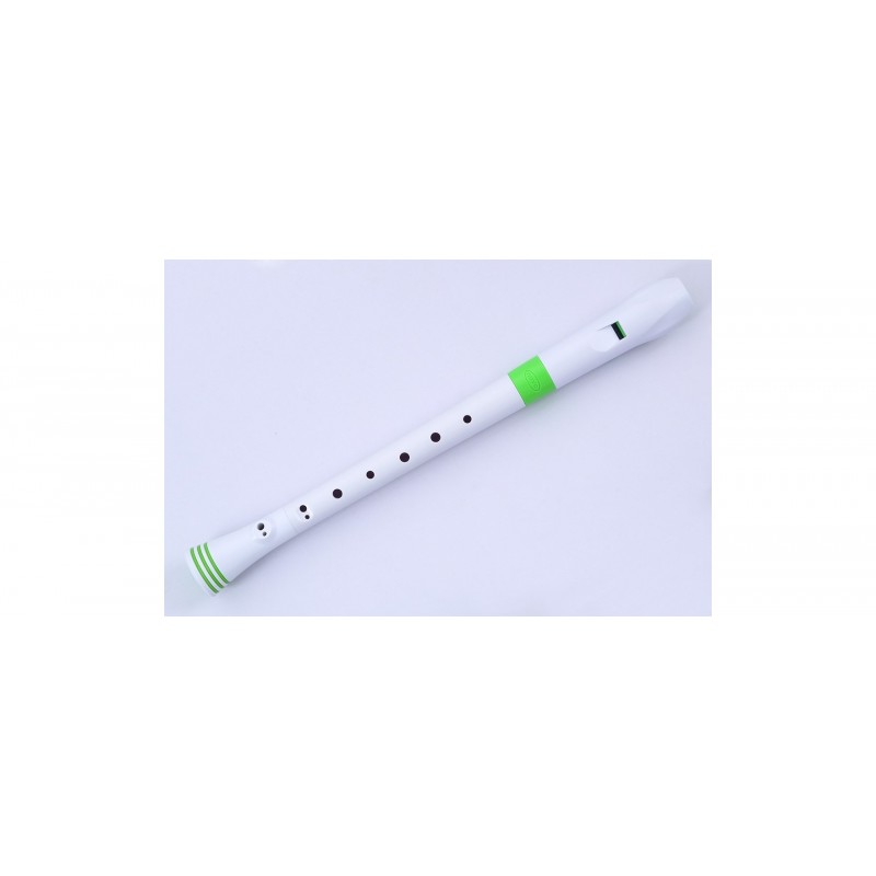 RECORDER WHITE/GREEN WITH TRANSVINYL CASE  GERMAN FING.