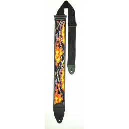 Tracolla per chitarra 3” in tessuto stampato, imbottitura in foam, terminali in pelle