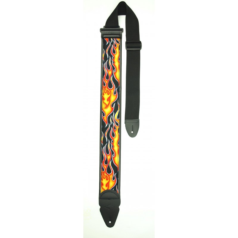 Tracolla per chitarra 3” in tessuto stampato, imbottitura in foam, terminali in pelle