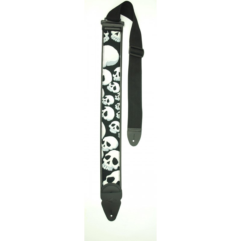 Tracolla per chitarra 3” in tessuto stampato, imbottitura in foam, terminali in pelle
