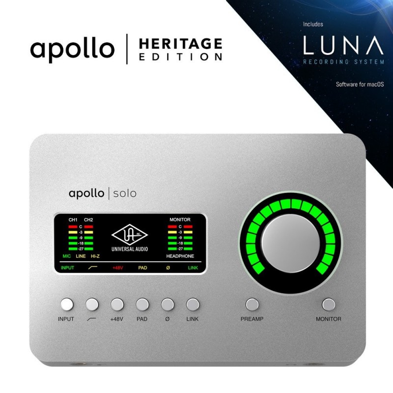Interfaccia audio desktop 2x4 Thunderbolt 3 con Realtime UAD-2 SOLO Core Processing per Mac e Windows.