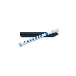 RECORDER+ WHITE/BLUE WITH HARD CASE  BAROQUE FING.